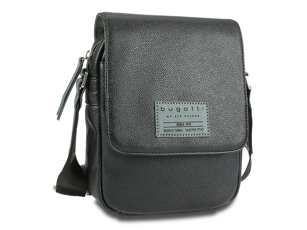 Сумка наплечная BUGATTI МОТОБАЙК D | MOTO D, чёрная, полиуретан, 18х6х24 см, 2 л